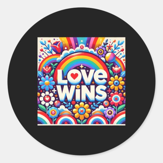 Love Wins Art Teesステッカー ラウンドシール (正面)