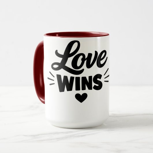 Love Wins Romantic Quote Coffee Mug – Cute Valenti マグカップ (正面左)