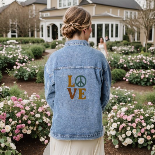 Love with a Peace Sign Unisex Embroidered Look デニムジャケット (ウェディング裏面)