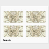 Love with Angel Wings & ハート 長方形シール (シート)