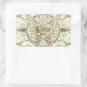 Love with Angel Wings & ハート 長方形シール (バッグ)