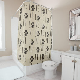 Love with Brown グランジ Pet Paw Print Pattern シャワーカーテン