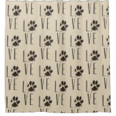 Love with Brown グランジ Pet Paw Print Pattern シャワーカーテン (正面)