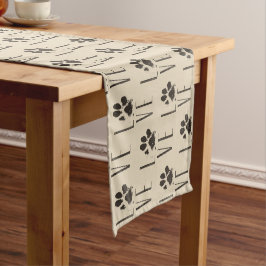 Love with Brown グランジ Pet Paw Print Pattern ショートテーブルランナー