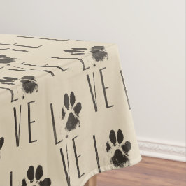 Love with Brown グランジ Pet Paw Print Pattern テーブルクロス