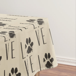 Love with Brown グランジ Pet Paw Print Pattern テーブルクロス