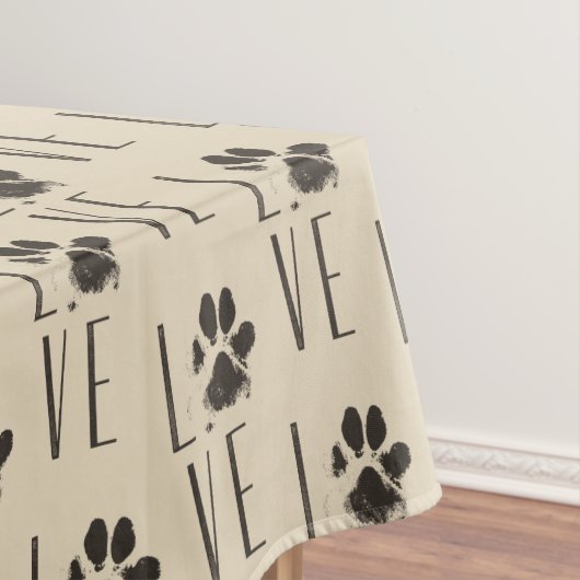 Love with Brown グランジ Pet Paw Print Pattern テーブルクロス (インサイチュ)