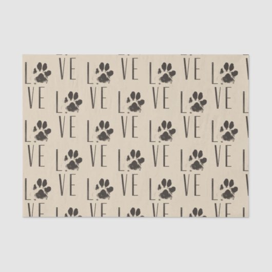 Love with Brown グランジ Pet Paw Print Pattern 薄葉紙 (正面)