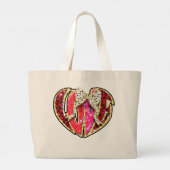 LOVE with Dalmatian Bow & 名前をカスタムする ラージトートバッグ (裏面)