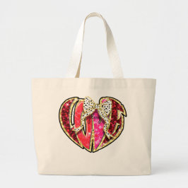 LOVE with Dalmatian Bow & 名前をカスタムする ラージトートバッグ