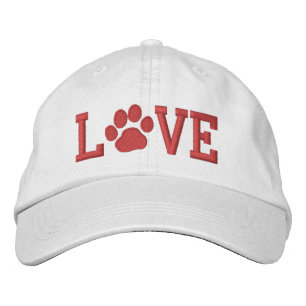 LOVE with Dog Paw Print  かわいい犬の恋人 刺繍入りキャップ
