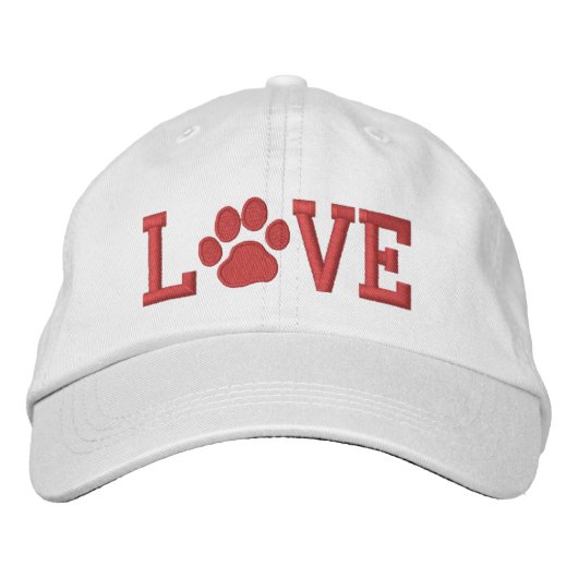 LOVE with Dog Paw Print |かわいい犬の恋人 刺繍入りキャップ (正面)