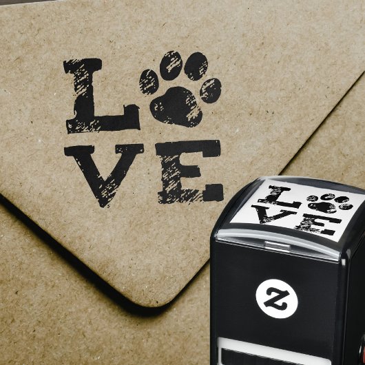 LOVE with Dog Paw Print セルフインキングスタンプ