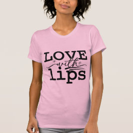 Love with Lips Kissmark Valentine Typography Tシャツ