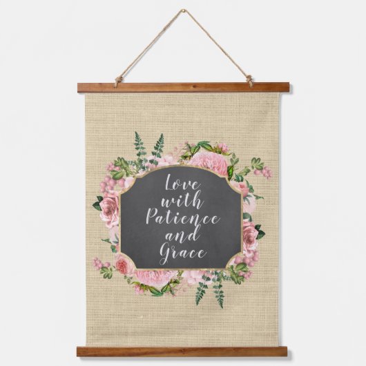 Love with Patience引用文 吊り下げ型タペストリー (正面)