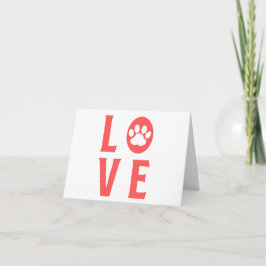 Love with Paw Print (Cats, Dogs, Pets)カー空白のド カード