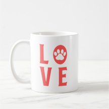 Love with Paw Print (Cats, Dogs, Pets) in Pink