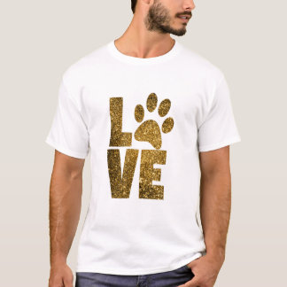 LOVE WITH PAW PRINT IN GLAM GOLD Tシャツ