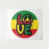 LOVE with peace symbol, reggae style タペストリー (正面(横))