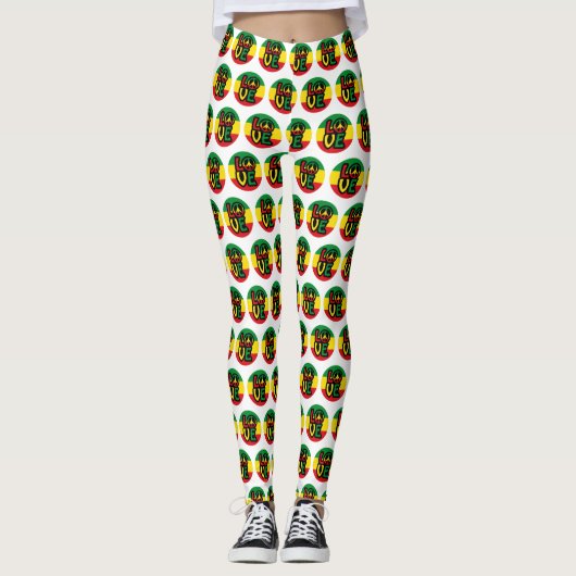 LOVE with peace symbol, reggae style レギンス (正面)