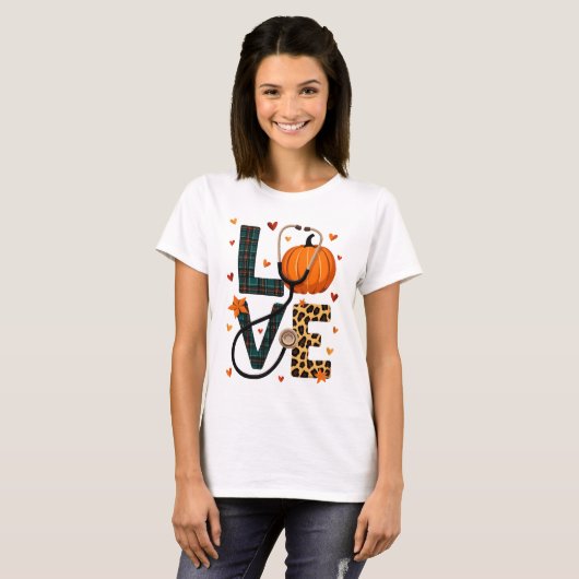 LOVE with Pumpkin Halloween Tシャツ (正面フル)