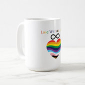 Love Without Limits – Rainbow Heart with Infinity コーヒーマグカップ (正面左)