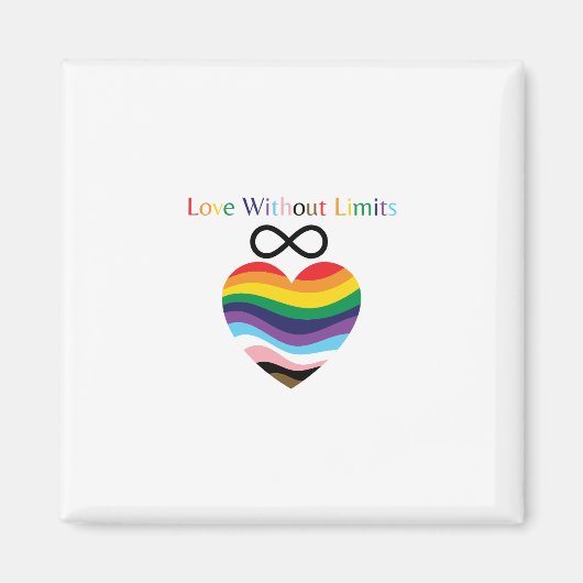 Love Without Limits – Rainbow Heart with Infinity マグネット (正面)