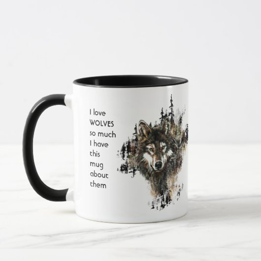 Love WOLVESそんなに私のおもしろい引用文マグ マグカップ (左)