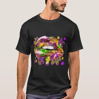 Love Women Lips Mardi Gras Carnival Fat Tシャツ