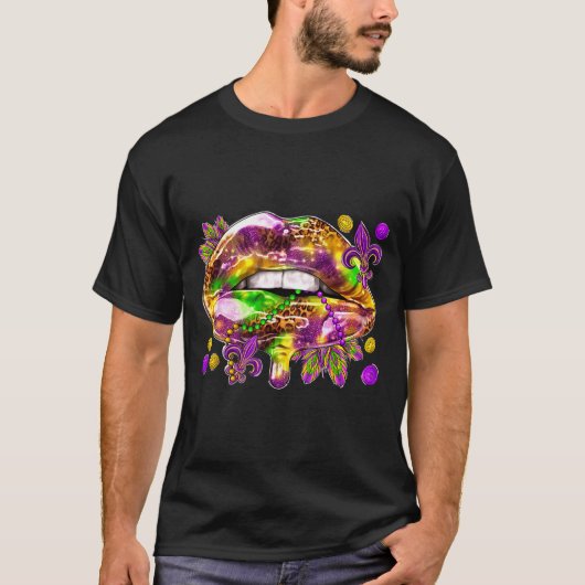Love Women Lips Mardi Gras Carnival Fat Tシャツ (正面)