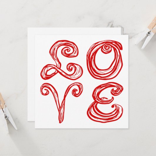 LOVE Word Art Fabric Font Red Letters カード (正面/裏面インサイチュ)