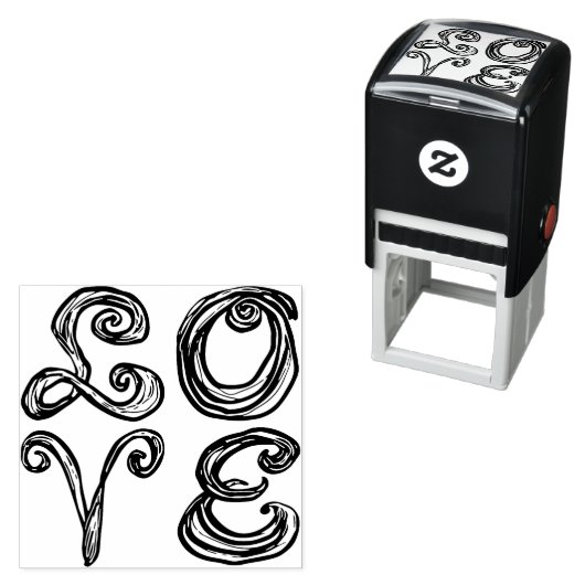 LOVE Word Art Fabric Font Red Letters セルフインキングスタンプ (インサイチュ)