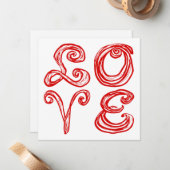 LOVE Word Art Fabric Font Red Letters ノートカード (正面/裏面インサイチュ)