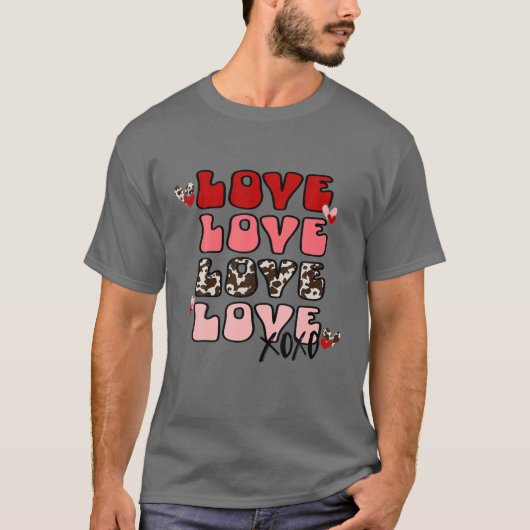 Love_XOXOハートバレンタインデー彼女のためのギフト Tシャツ (正面)
