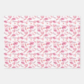 Love Xoxo Heart, lips and stripes pink white ラッピングペーパーシート (正面3)