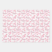 Love Xoxo Heart, lips and stripes pink white ラッピングペーパーシート (正面2)