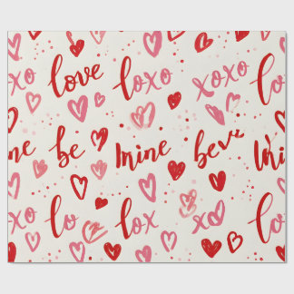 Love XOXO Heart Valentine Clam Wrapping ラッピングペーパー