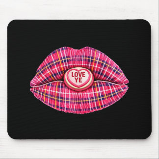 Love Ye Scottish Tartan Kiss Lips Scotland pink マウスパッド