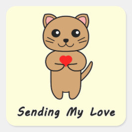 Love Yellow背景の送信 スクエアシール