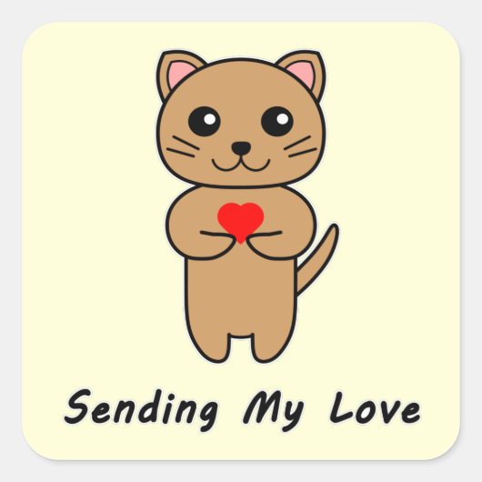 Love Yellow背景の送信 スクエアシール (正面)