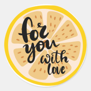 Love Yellow Lemon Sliceグラフィック ラウンドシール