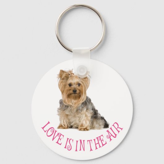 Love Yorkshire Terrier Puppy Dog Keychain キーホルダー (正面)