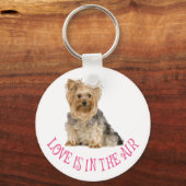 Love Yorkshire Terrier Puppy Dog Keychain キーホルダー (正面)