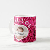 Love Youハートフォトピンクのバラモダンの台本かわいい コーヒーマグカップ (正面左)