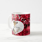 Love Youハート写真Red Rosesスクリプモダントかわいい コーヒーマグカップ (正面左)