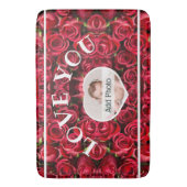 Love Youハート写真Red Rosesスクリプモダントかわいい バスマット (正面縦)