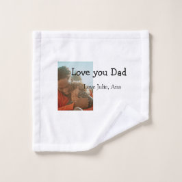 love youパパ父の日を追加フォト名シンプル付 ウォッシュタオル