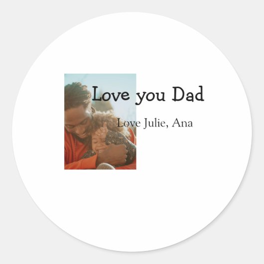 love youパパ父の日を追加フォト名シンプル付 ラウンドシール (正面)