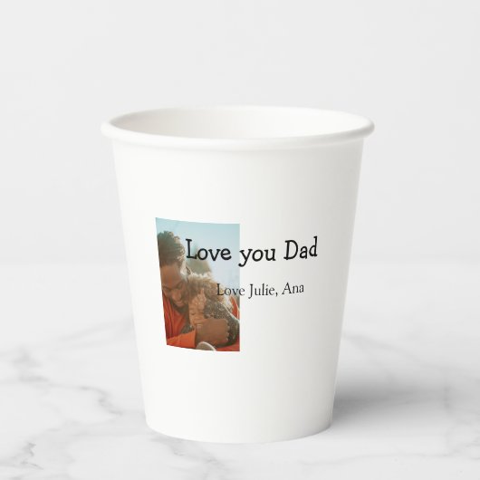 love youパパ父の日を追加フォト名シンプル付 紙コップ (正面)