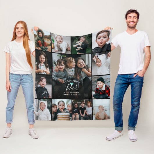 Love Youモダンパパ/Daddy/Other Photo Collage フリースブランケット (インサイチュ)